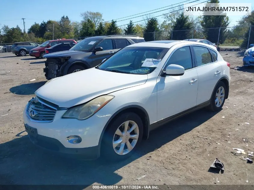 2010 Infiniti Ex35 Journey VIN: JN1AJ0HR4AM751572 Lot: 40610019