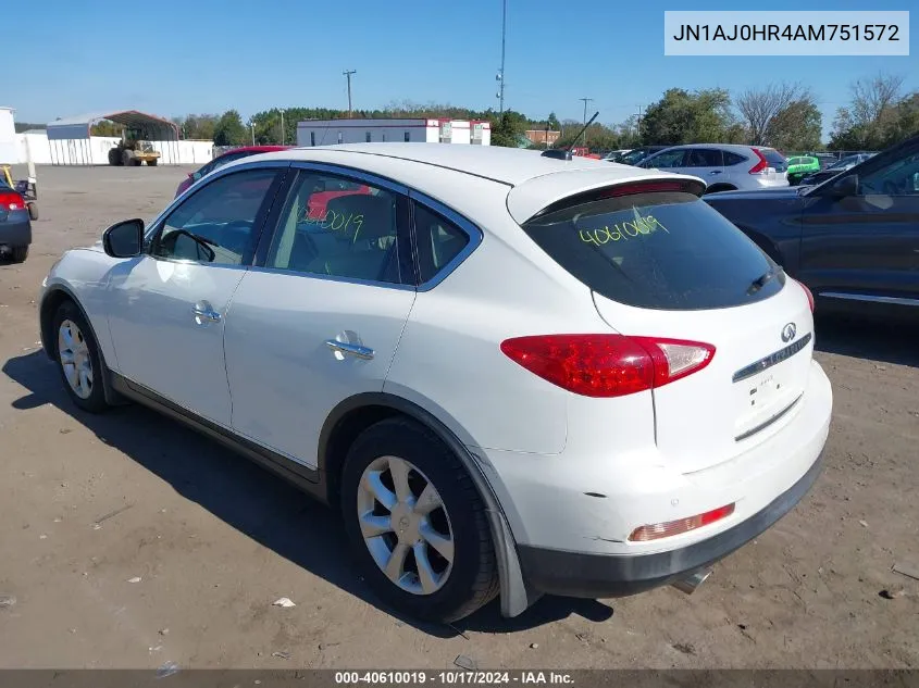 2010 Infiniti Ex35 Journey VIN: JN1AJ0HR4AM751572 Lot: 40610019