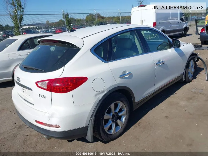 2010 Infiniti Ex35 Journey VIN: JN1AJ0HR4AM751572 Lot: 40610019