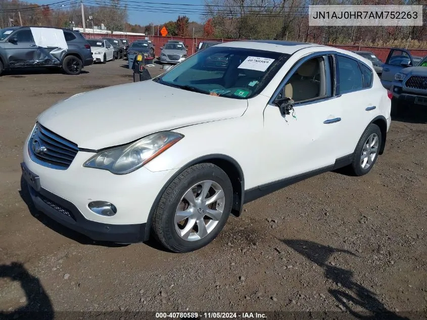 2010 Infiniti Ex35 Journey VIN: JN1AJ0HR7AM752263 Lot: 40780589