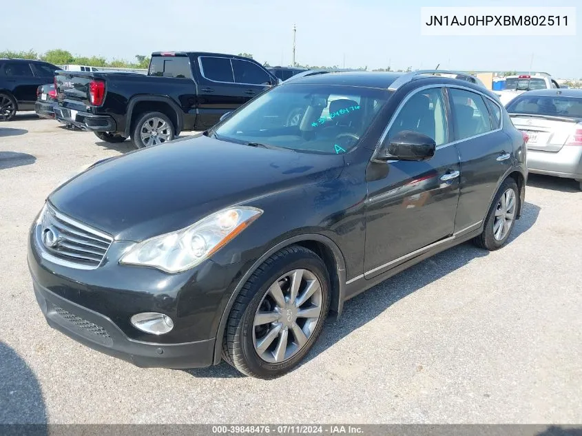 2011 Infiniti Ex35 Journey VIN: JN1AJ0HPXBM802511 Lot: 39848476