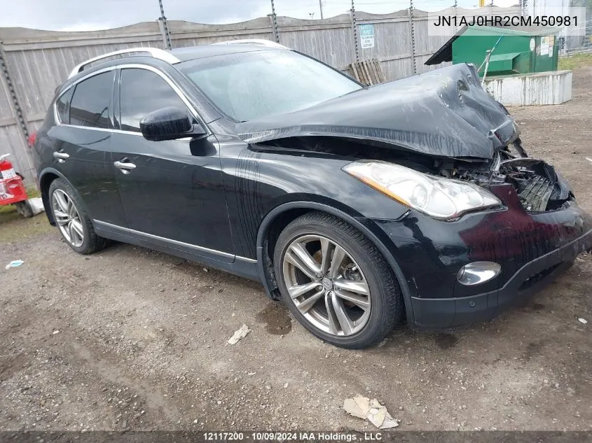 2012 Infiniti Ex35 Journey VIN: JN1AJ0HR2CM450981 Lot: 12117200