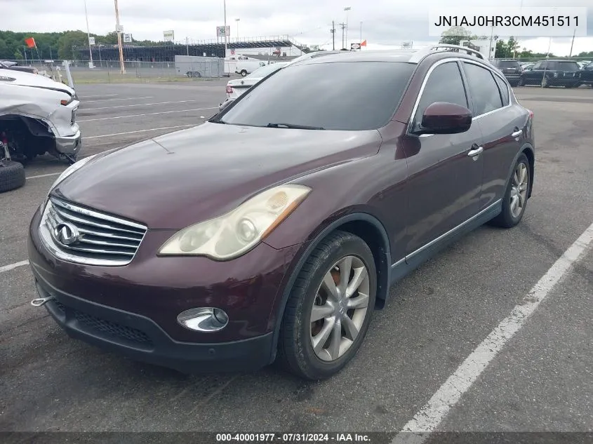 2012 Infiniti Ex35 Journey VIN: JN1AJ0HR3CM451511 Lot: 40001977