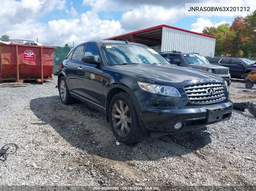 2003 Infiniti Fx35 VIN: JNRAS08W63X201212 Lot: 40260390