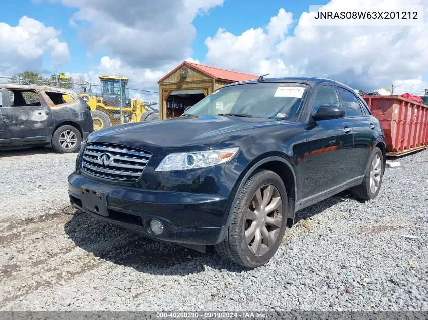 2003 Infiniti Fx35 VIN: JNRAS08W63X201212 Lot: 40260390