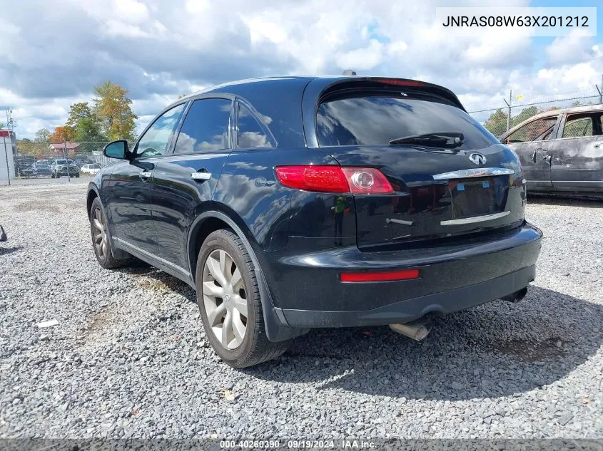 2003 Infiniti Fx35 VIN: JNRAS08W63X201212 Lot: 40260390