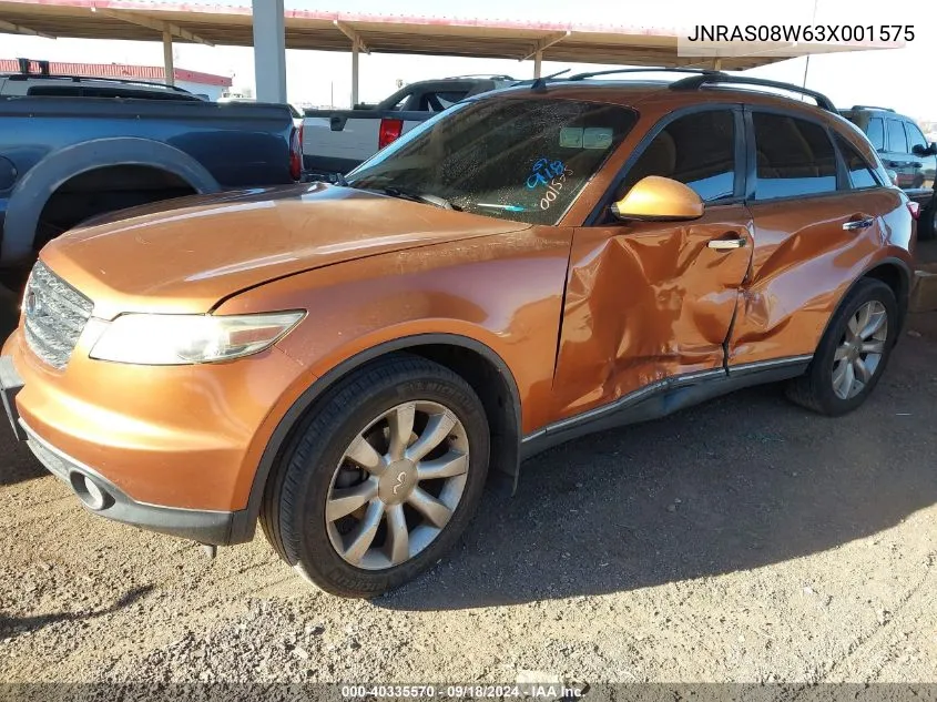 2003 Infiniti Fx35 VIN: JNRAS08W63X001575 Lot: 40335570