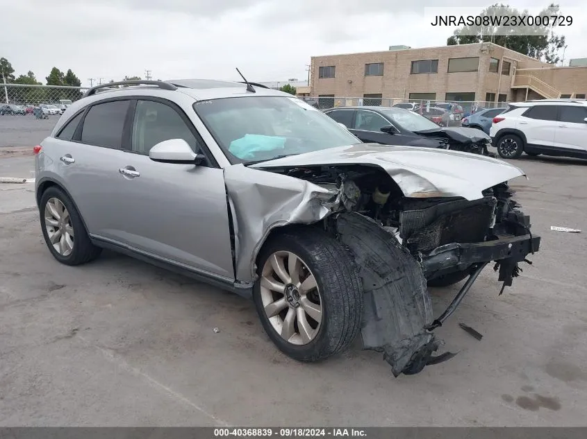 2003 Infiniti Fx35 VIN: JNRAS08W23X000729 Lot: 40368839