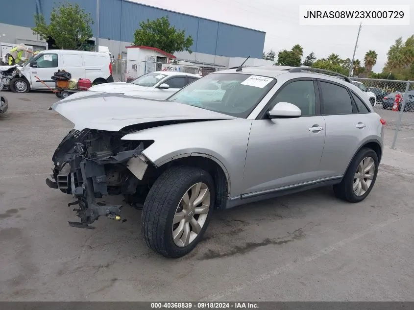 2003 Infiniti Fx35 VIN: JNRAS08W23X000729 Lot: 40368839