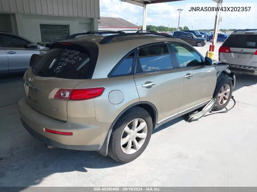 2003 Infiniti Fx35 VIN: JNRAS08W43X202357 Lot: 40390455