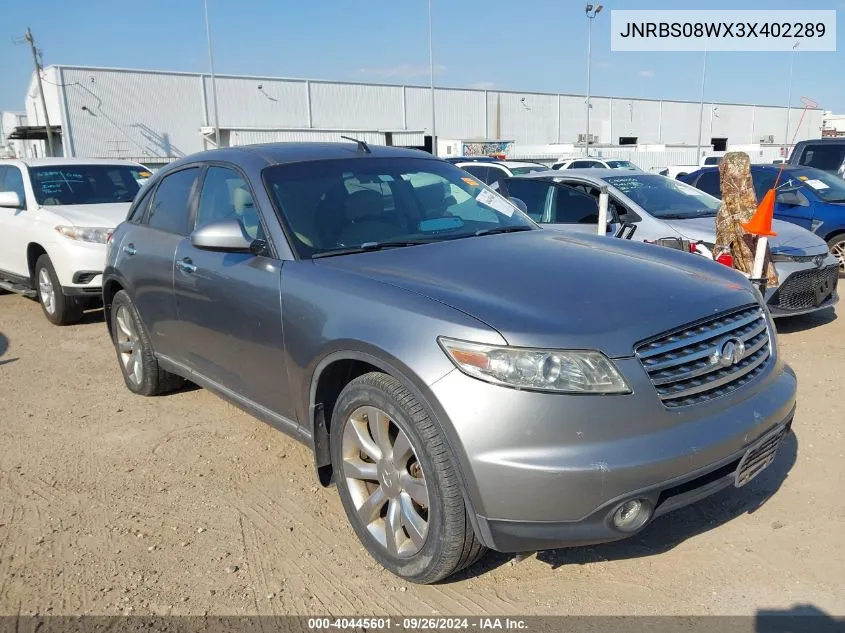 2003 Infiniti Fx45 VIN: JNRBS08WX3X402289 Lot: 40445601