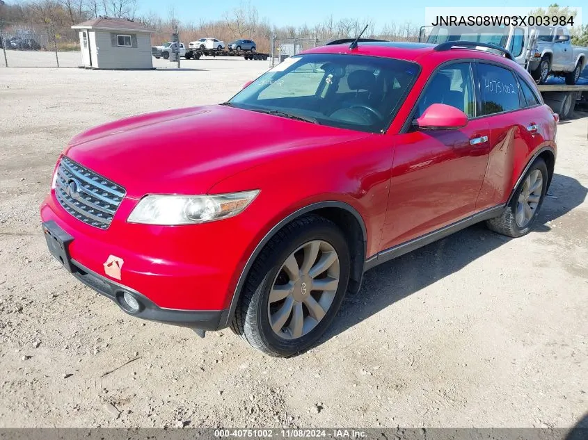 2003 Infiniti Fx35 VIN: JNRAS08W03X003984 Lot: 40751002