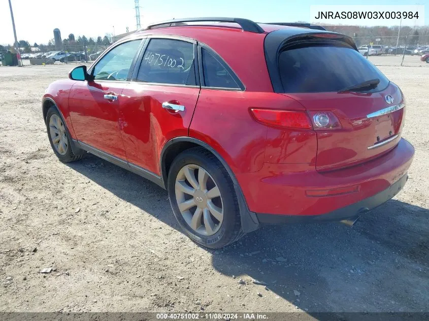 2003 Infiniti Fx35 VIN: JNRAS08W03X003984 Lot: 40751002