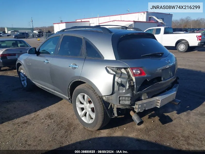 2004 Infiniti Fx35 VIN: JNRAS08W74X216299 Lot: 39483527