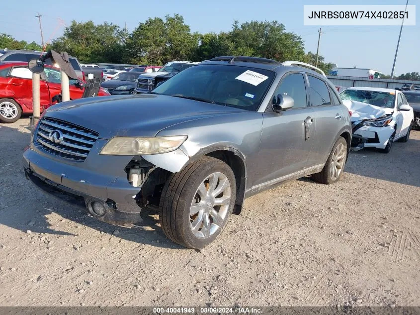 2004 Infiniti Fx45 VIN: JNRBS08W74X402851 Lot: 40041949