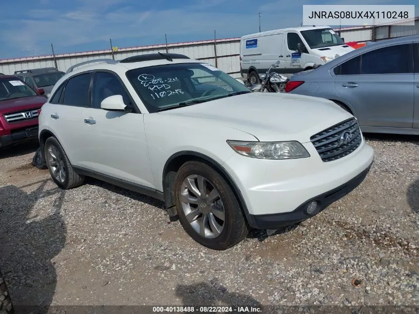 2004 Infiniti Fx35 VIN: JNRAS08UX4X110248 Lot: 40138488