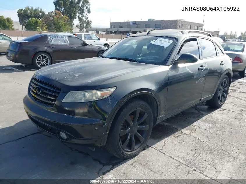 2004 Infiniti Fx35 VIN: JNRAS08U64X105922 Lot: 40670246