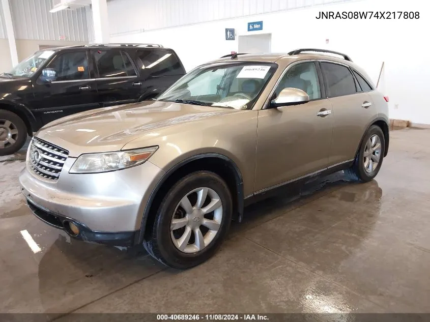 2004 Infiniti Fx35 VIN: JNRAS08W74X217808 Lot: 40689246