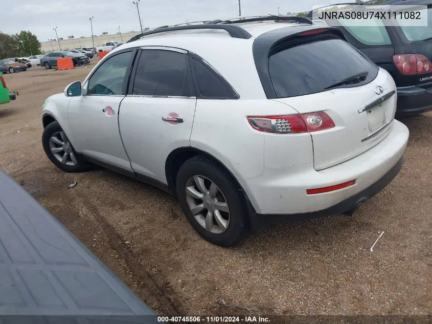 2004 Infiniti Fx35 VIN: JNRAS08U74X111082 Lot: 40745506