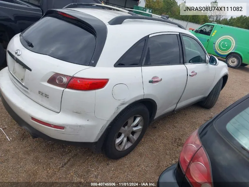 2004 Infiniti Fx35 VIN: JNRAS08U74X111082 Lot: 40745506