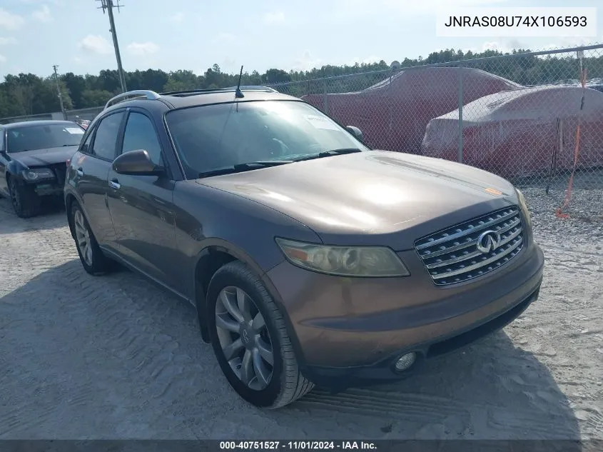 2004 Infiniti Fx35 VIN: JNRAS08U74X106593 Lot: 40751527