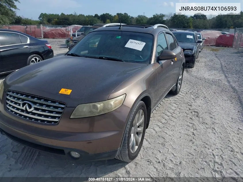 2004 Infiniti Fx35 VIN: JNRAS08U74X106593 Lot: 40751527