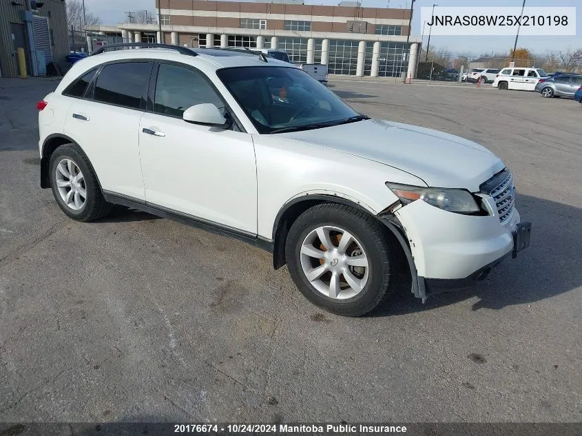 2005 Infiniti Fx35 VIN: JNRAS08W25X210198 Lot: 20176674