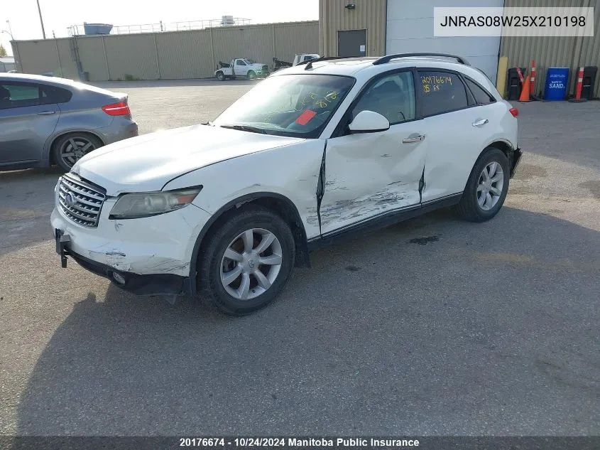 2005 Infiniti Fx35 VIN: JNRAS08W25X210198 Lot: 20176674