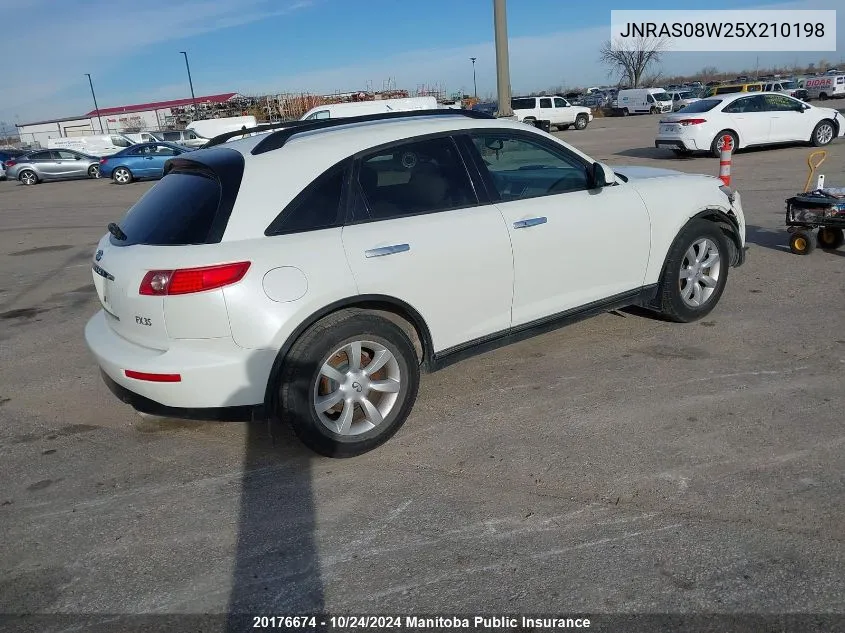 2005 Infiniti Fx35 VIN: JNRAS08W25X210198 Lot: 20176674