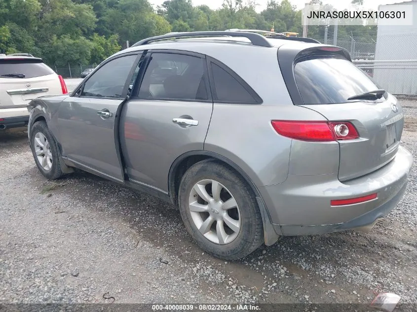 2005 Infiniti Fx35 VIN: JNRAS08UX5X106301 Lot: 40008039