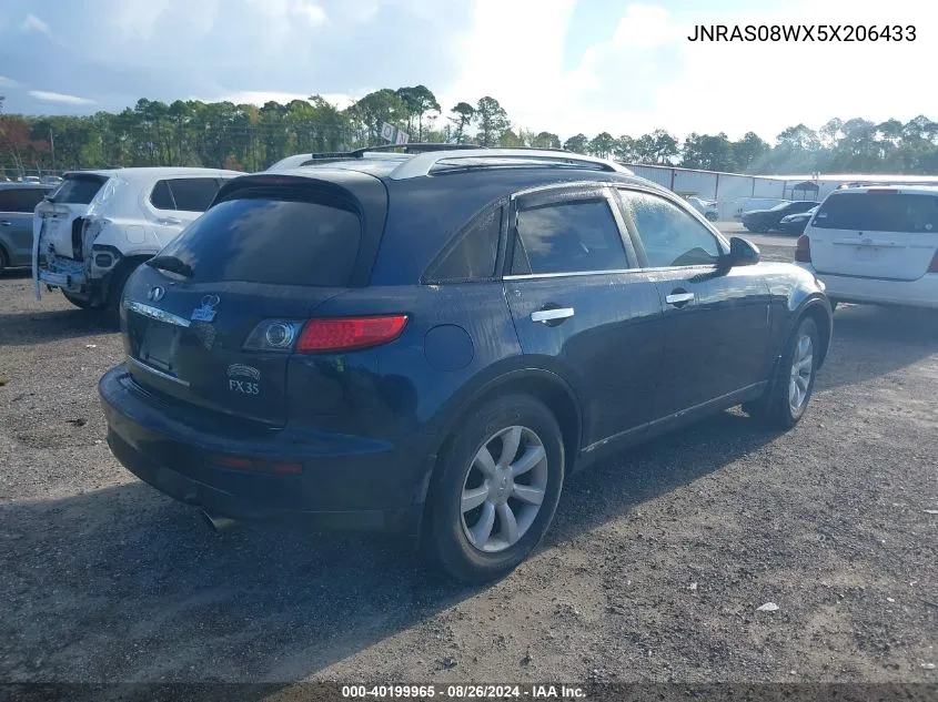 2005 Infiniti Fx35 VIN: JNRAS08WX5X206433 Lot: 40199965