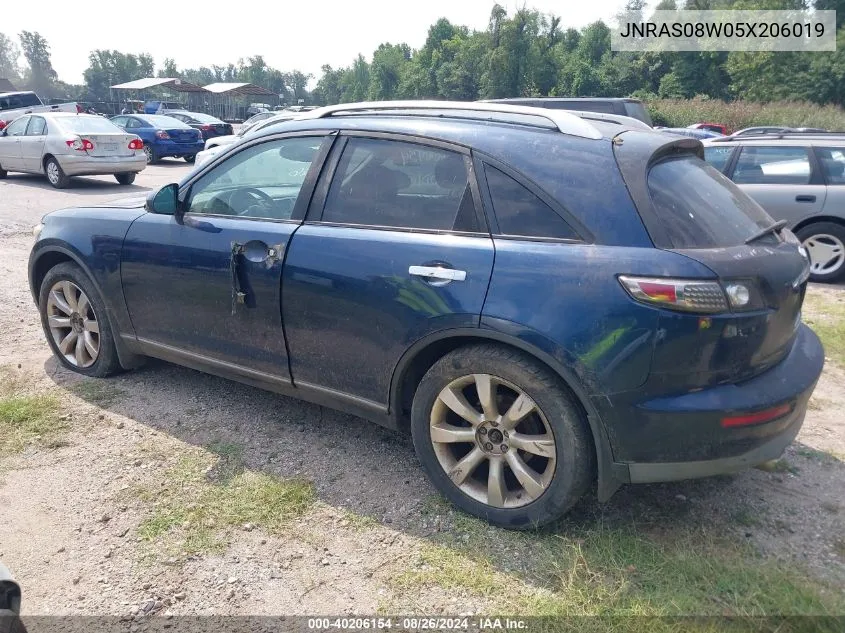 2005 Infiniti Fx35 VIN: JNRAS08W05X206019 Lot: 40206154