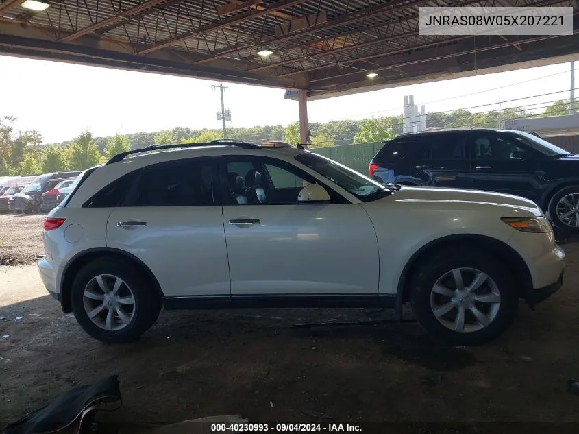 2005 Infiniti Fx35 VIN: JNRAS08W05X207221 Lot: 40230993