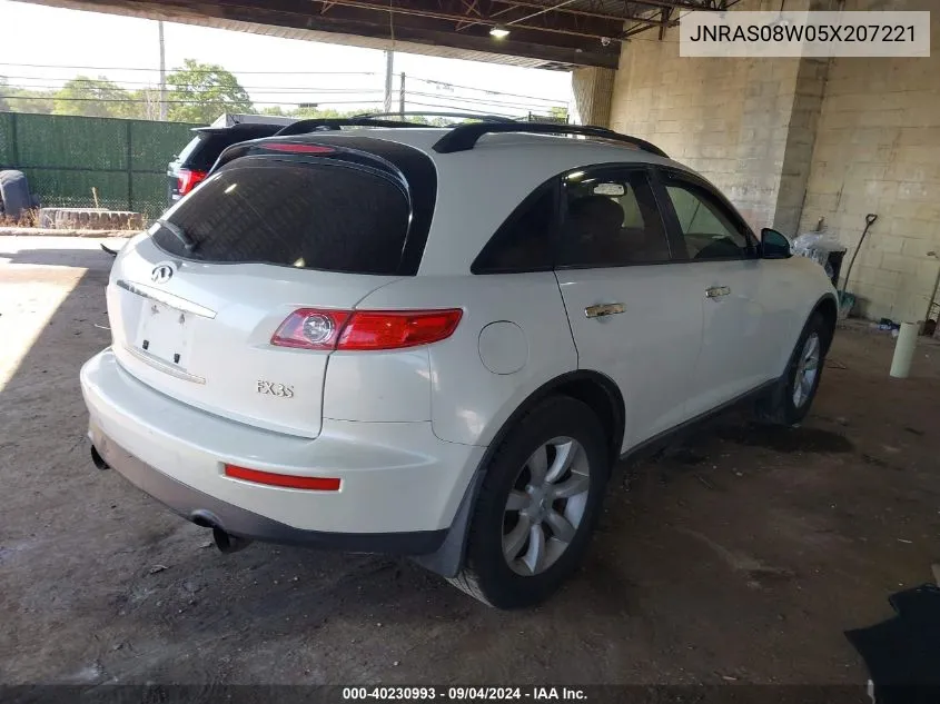 2005 Infiniti Fx35 VIN: JNRAS08W05X207221 Lot: 40230993