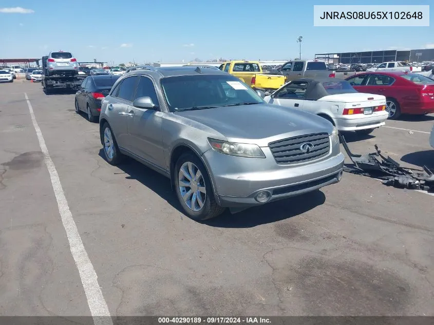 2005 Infiniti Fx35 VIN: JNRAS08U65X102648 Lot: 40290189