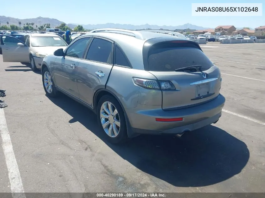 2005 Infiniti Fx35 VIN: JNRAS08U65X102648 Lot: 40290189