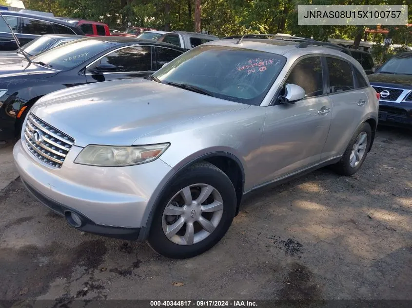 2005 Infiniti Fx35 VIN: JNRAS08U15X100757 Lot: 40344817