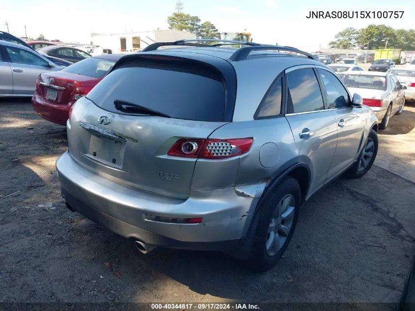 2005 Infiniti Fx35 VIN: JNRAS08U15X100757 Lot: 40344817