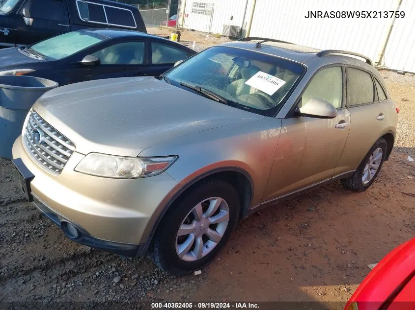 2005 Infiniti Fx35 VIN: JNRAS08W95X213759 Lot: 40352405