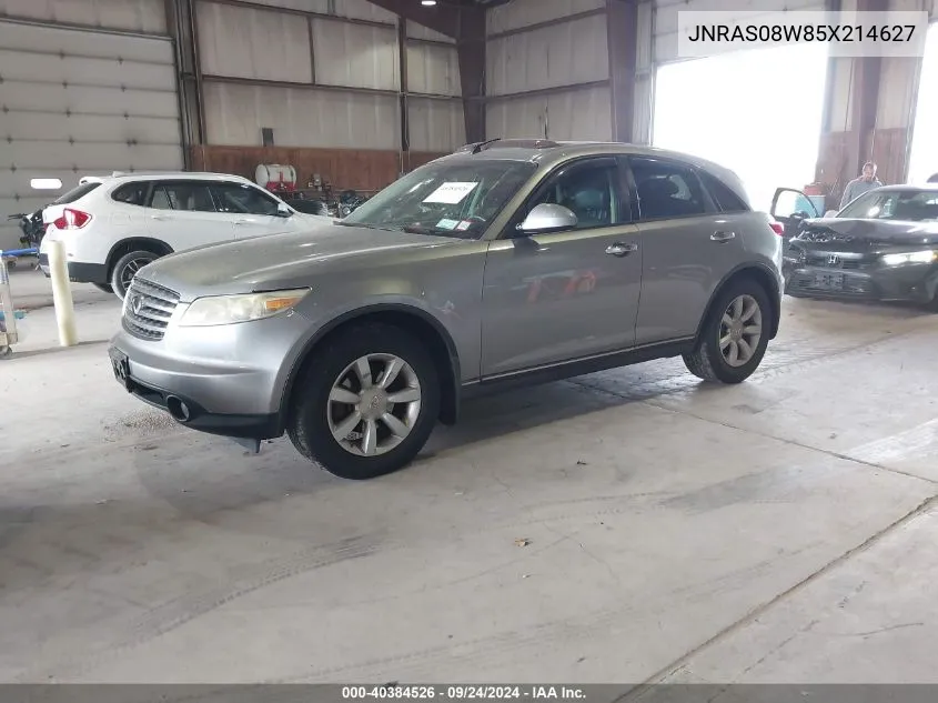 2005 Infiniti Fx35 VIN: JNRAS08W85X214627 Lot: 40384526