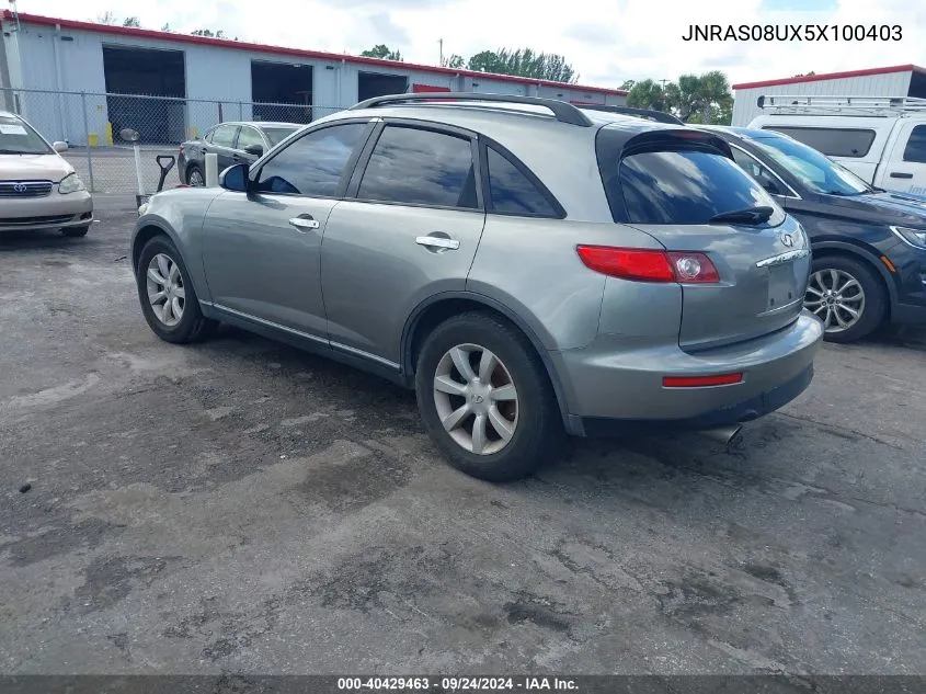 2005 Infiniti Fx35 VIN: JNRAS08UX5X100403 Lot: 40429463