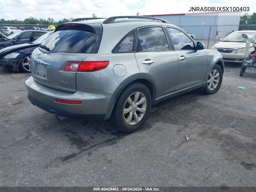 2005 Infiniti Fx35 VIN: JNRAS08UX5X100403 Lot: 40429463