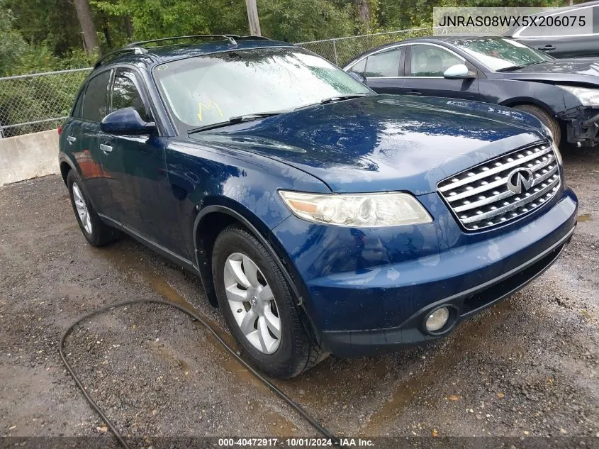 2005 Infiniti Fx35 VIN: JNRAS08WX5X206075 Lot: 40472917