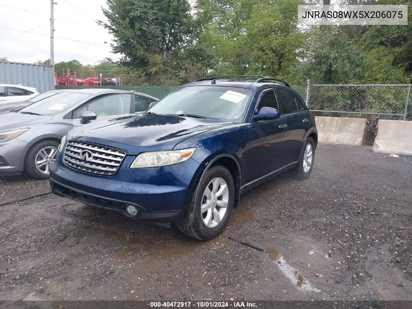 2005 Infiniti Fx35 VIN: JNRAS08WX5X206075 Lot: 40472917