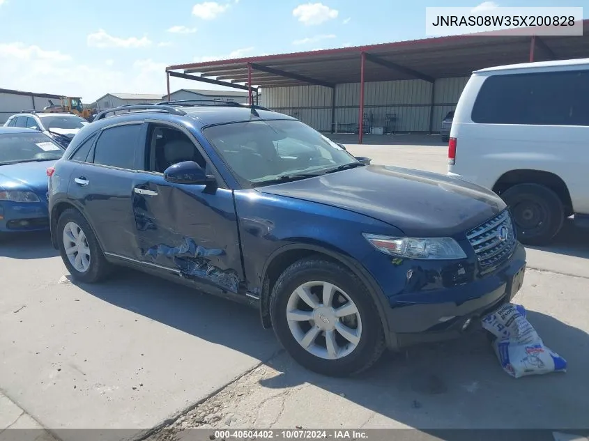 2005 Infiniti Fx35 VIN: JNRAS08W35X200828 Lot: 40504402