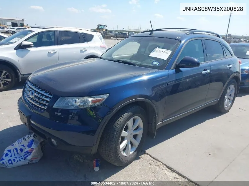 2005 Infiniti Fx35 VIN: JNRAS08W35X200828 Lot: 40504402