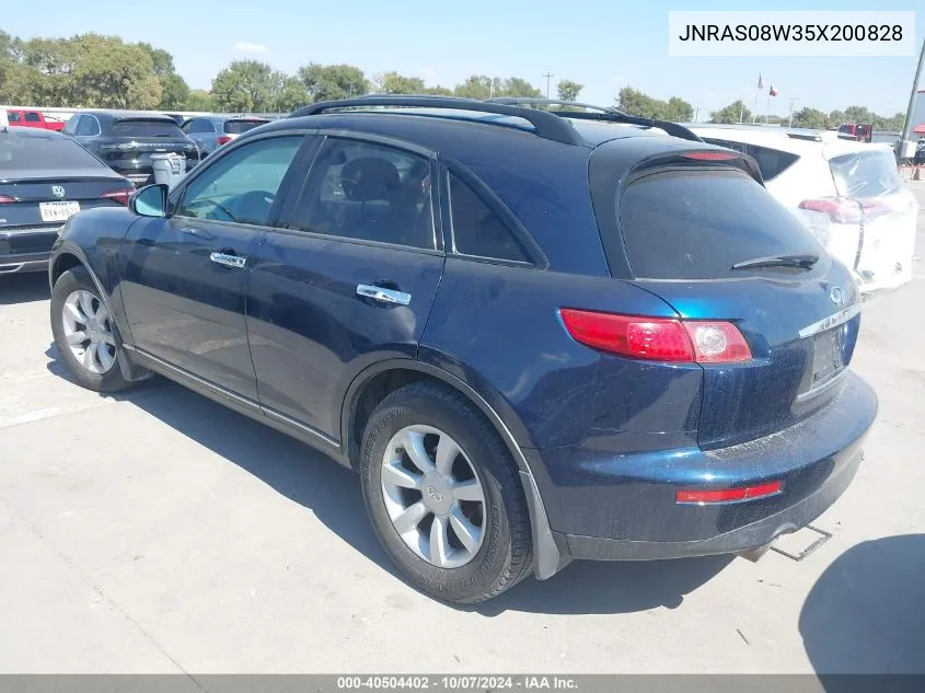 2005 Infiniti Fx35 VIN: JNRAS08W35X200828 Lot: 40504402