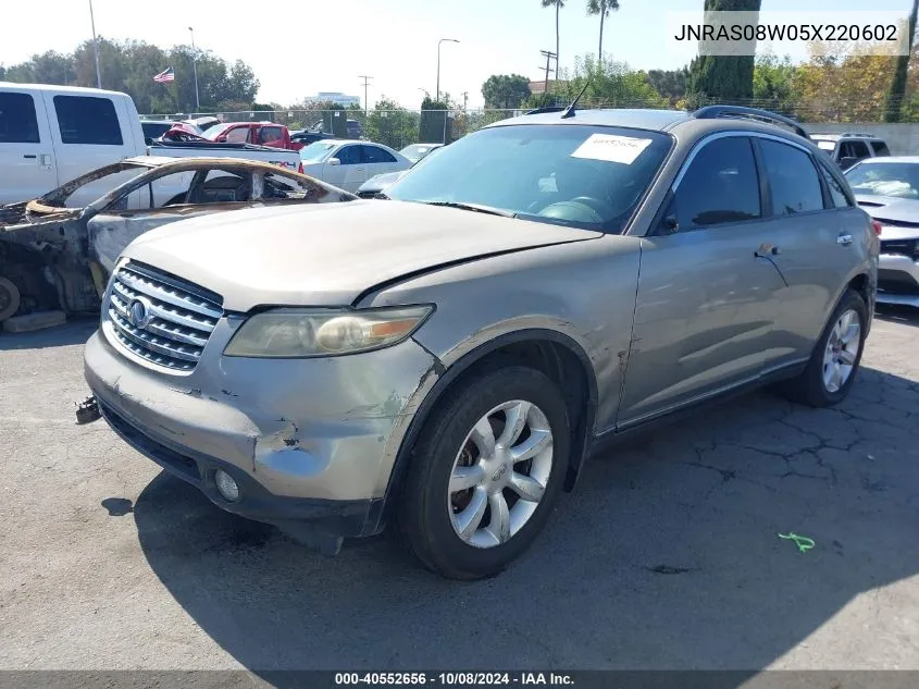 2005 Infiniti Fx35 VIN: JNRAS08W05X220602 Lot: 40552656