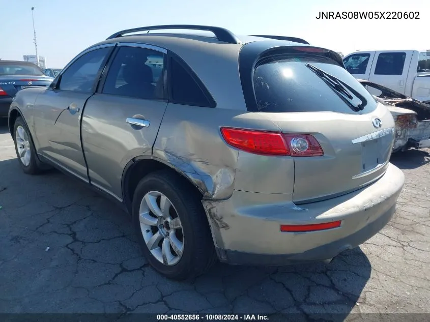 2005 Infiniti Fx35 VIN: JNRAS08W05X220602 Lot: 40552656