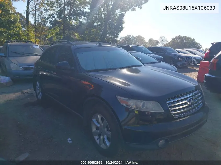 2005 Infiniti Fx35 VIN: JNRAS08U15X106039 Lot: 40682952